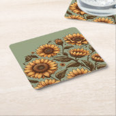 Beutel und Sonnenblumen Rechteckiger Pappuntersetzer (angewinkelt)