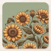 Beutel und Sonnenblumen Rechteckiger Pappuntersetzer (Vorderseite)