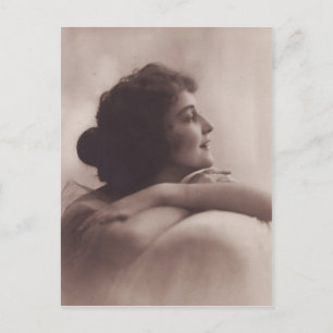 Beutiful Edwardian Woman Profile Portrait Postkarte