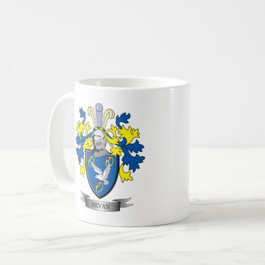 Bevan Familienwappen-Wappen Kaffeetasse (Vorderseite Links)