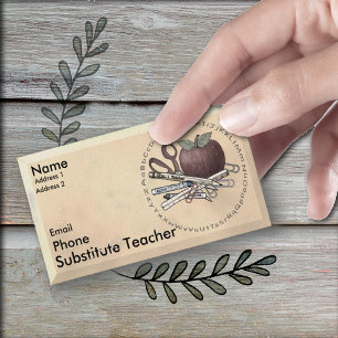 Bevel Substitut Teacher Custom Business Card Visitenkarte