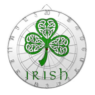 Beveled Celtic Knot Kleeblatt über irischen Text Dartscheibe