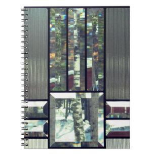 Beveled Glas Birch Bäume metallisch silber modern Notizblock