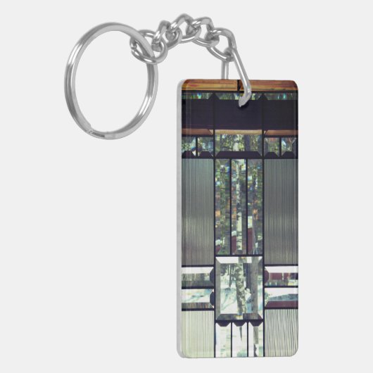 Beveled Glas Birch Bäume metallisch silber modern Schlüsselanhänger (Vorderseite links)