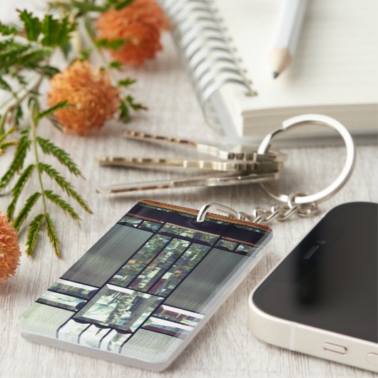 Beveled Glas Birch Bäume metallisch silber modern Schlüsselanhänger (Vorderseite rechts)