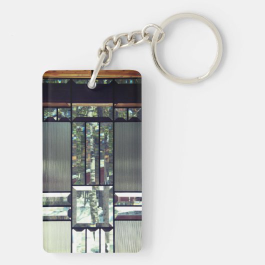 Beveled Glas Birch Bäume metallisch silber modern Schlüsselanhänger (Rückseite)