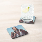 Beverag für Kampfpiloten von Black Men Getränkeuntersetzer (Rechte Seite)