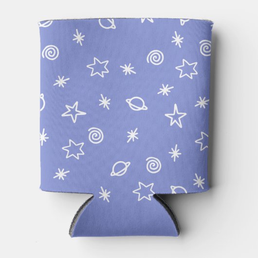 Beverage Cooler Blue Space Doodle Stars Planets Dosenkühler (Vorderseite)