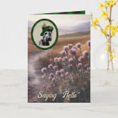 Beveridge Scottie Dog & Tartan Personalisiert Karte (Gelbe Blume)