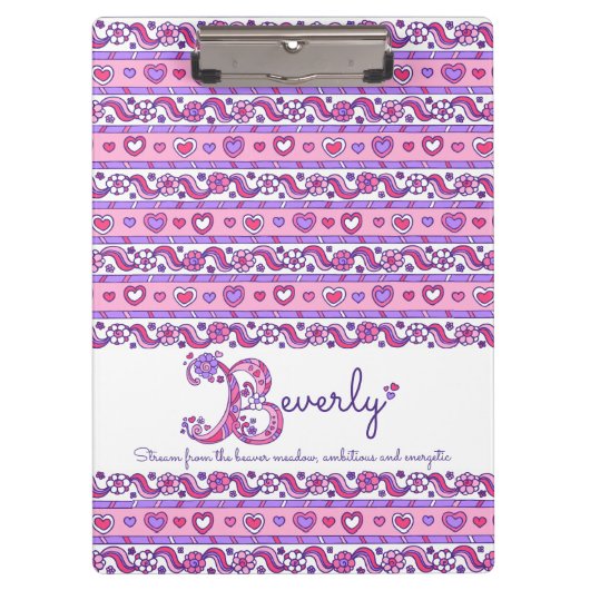 Beverley Name bedeutet Herzbrief B Zwischenablage Klemmbrett (Vorderseite)