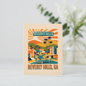 Beverly Hills, CA Retro Whimsical Farbige Postkarte (Stehend Vorderseite)