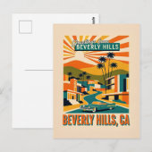 Beverly Hills, CA Retro Whimsical Farbige Postkarte (Vorne/Hinten)