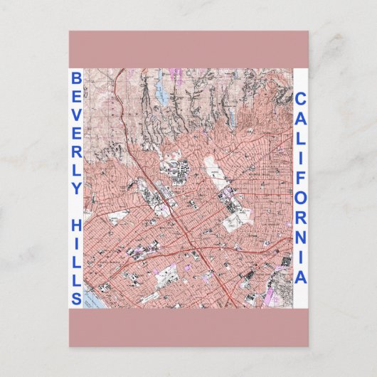 Beverly Hills California Physical Map 1995 Postkarte (Vorderseite)