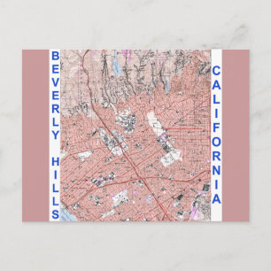 Beverly Hills California Physical Map 1995 Postkarte