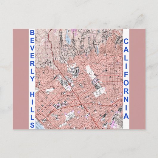 Beverly Hills California Physical Map 1995 Postkarte (Vorderseite)