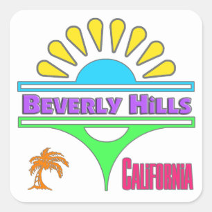 "Beverly Hills Colorful 1"-Aufkleber Quadratischer Aufkleber