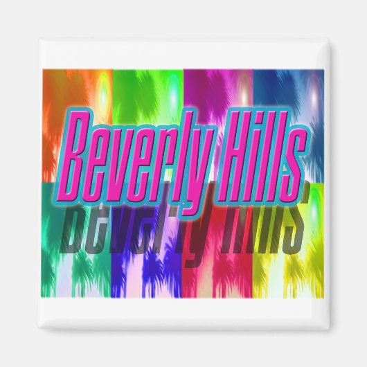 "Beverly Hills" Farbenfrohe Palms Magnet (Vorne)