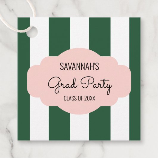 Beverly Hills Green & Pink Grad Party Geschenkanhänger (Vorderseite)