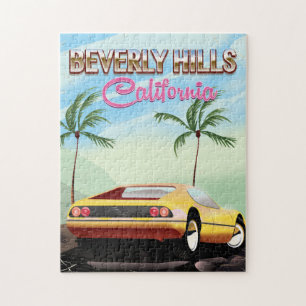 Beverly Hills Kalifornien Retro-Reiseposter Puzzle