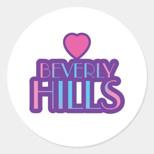 Beverly Hills Liebe Runder Aufkleber (Vorderseite)