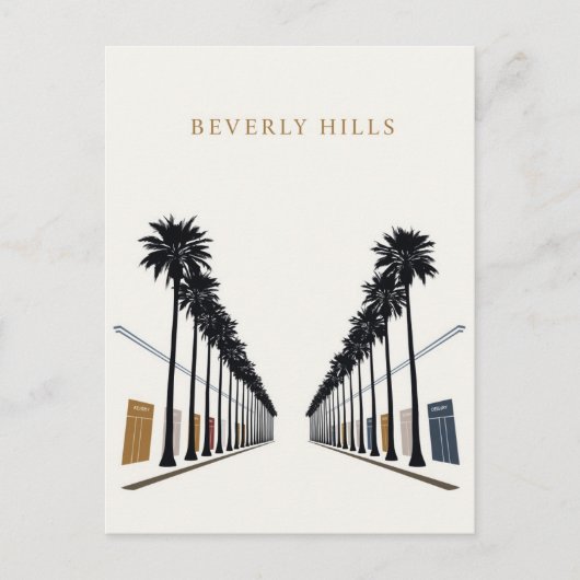 Beverly Hills Palm Tree Shopping Art Postkarte (Vorderseite)