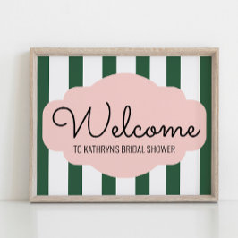 Beverly Hills Pink & Green Baby Dusche Willkommen Poster