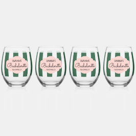 Beverly Hills Pink & Green Bachelorette Weinglas Ohne Stiel