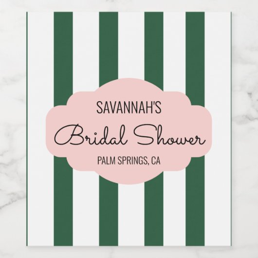 Beverly Hills Pink & Green Brautparty Weinetikett (Einzelnes Label)