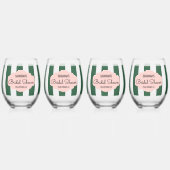 Beverly Hills Pink & Green Brautparty Weinglas Ohne Stiel (Vorderseite)