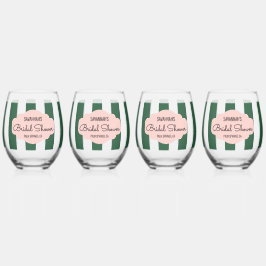 Beverly Hills Pink & Green Brautparty Weinglas Ohne Stiel