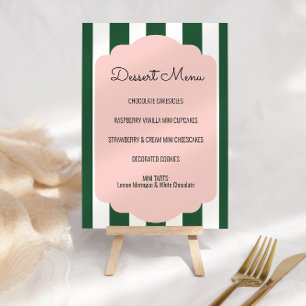 Beverly Hills Pink & Green Dessert Menü Signatur Tischnummer