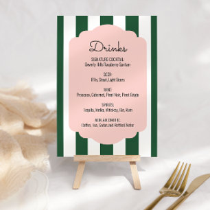 Beverly Hills Pink & Green Drink Menü Signatur Tischnummer