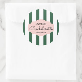 Beverly Hills Pink & Green Junggeselinnen-Abschied Runder Aufkleber
