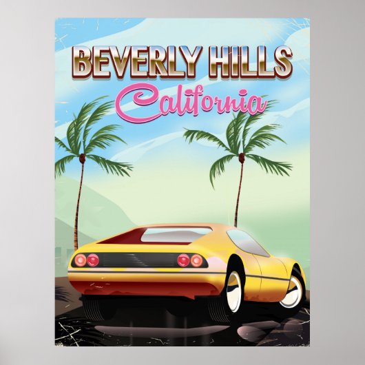 Beverly Hills - Retro-Reiseplakat Poster (Vorne)