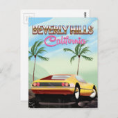 Beverly Hills - Retro-Reiseplakat Postkarte (Vorne/Hinten)