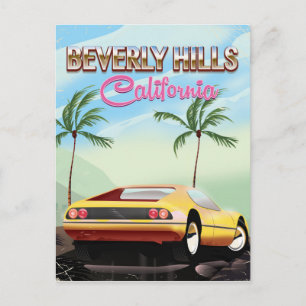 Beverly Hills - Retro-Reiseplakat Postkarte