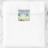 Beverly Hills - Retro-Reiseplakat Quadratischer Aufkleber (Tasche)