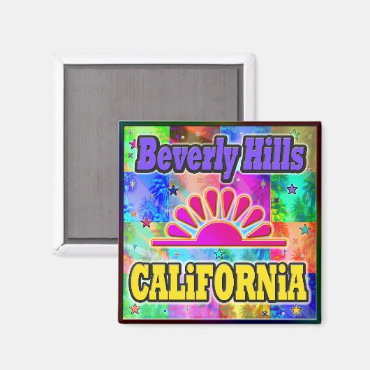 Beverly Hills Sun & Palms Magnet (Vorderseite/Rückseite)