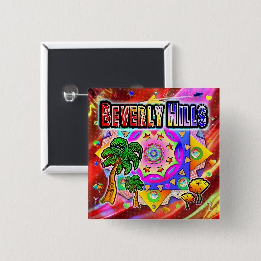 Beverly Hills Tropical Friends Knopf Button (Vorne & Hinten)