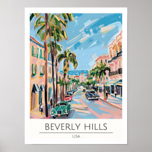 Beverly Hills USA Kunst Illustration Reise Poster