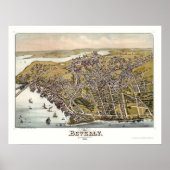 Beverly, MA Panoramic Karte - 1886 Poster (Vorne)
