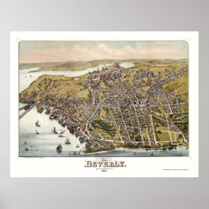 Beverly, MA Panoramic Karte - 1886 Poster