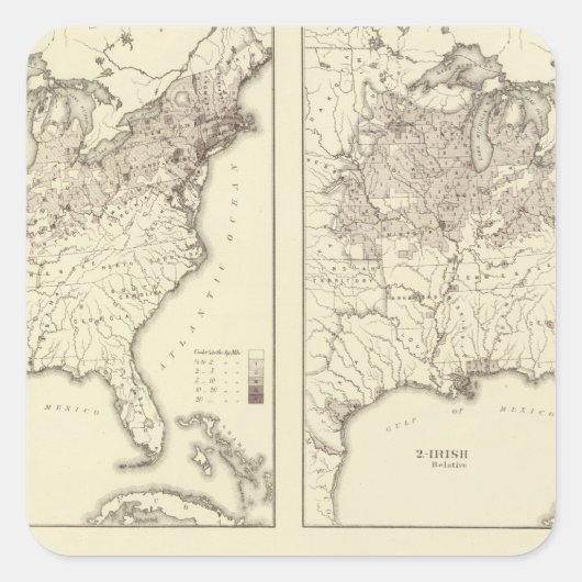 Bevölkerung Irlands und Deutschlands 1870 Quadratischer Aufkleber (Vorderseite)