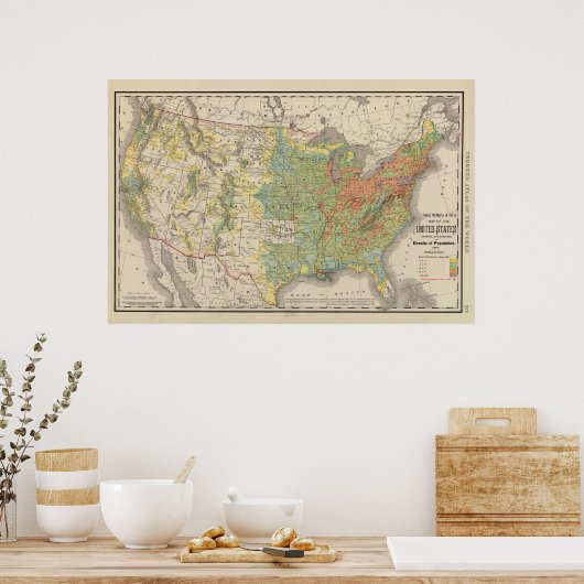 Bevölkerungsdichte in den Staaten, 1890 Poster (Küche)