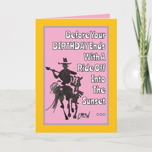 Bevor du Cowboy abfährst, viel Glück zum Geburtsta Karte (Vorderseite)