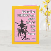 Bevor du Cowboy abfährst, viel Glück zum Geburtsta Karte (Gelbe Blume)