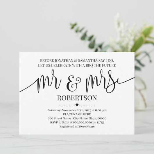 Bevor ich das tue, sind Herr und Frau Polterabend  Einladung (Stehend Vorderseite)