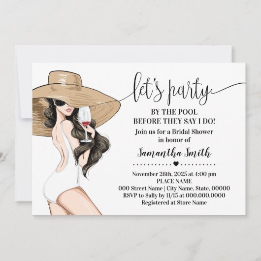 Bevor ich Party am Pool-Brautparty Einladung (Vorderseite)