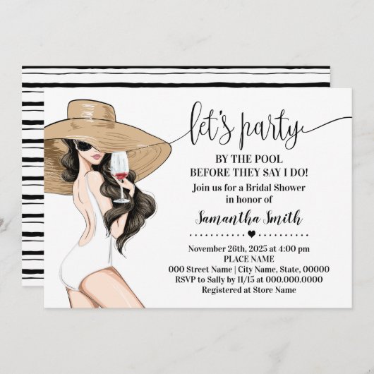 Bevor ich Party am Pool-Brautparty Einladung (Vorne/Hinten)