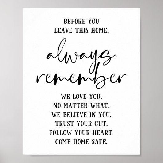 Bevor Sie diese Zuhause Inspiration Verlassen Poster (Vorne)